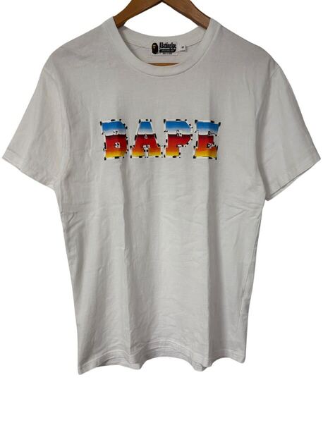A BATHING APE マルチカラーBAPEロゴプリントTシャツ 白 Sサイズ Multicolor BAPE Logo Print T-shirt White Size S 半袖