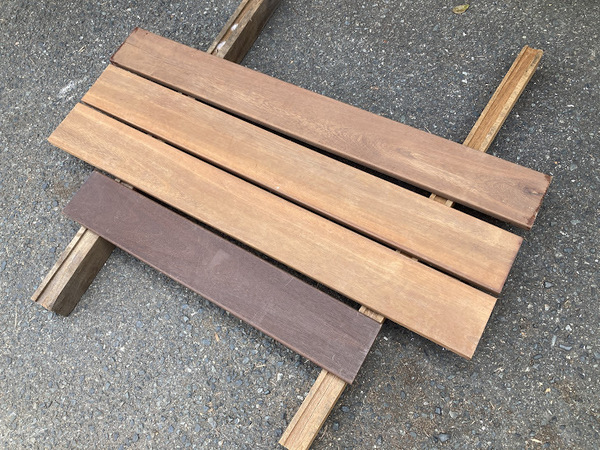 値下◆送料無料◇ハードウッド ウリン アウトレット品20x120x1,000mm3本 700mm1本セット◇イペ ベランダ 庭 園芸花壇ウッドデッキ