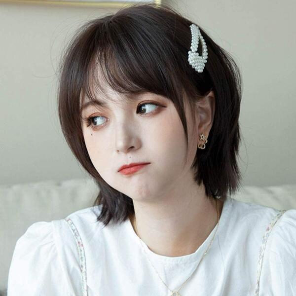 ウィッグ ショート ボブ フル コスプレ かつら エクステ 髪 韓国 ぱっつん 空気感 小顔効果抜群 ブラック 黒 自分用 お出かけ 外出