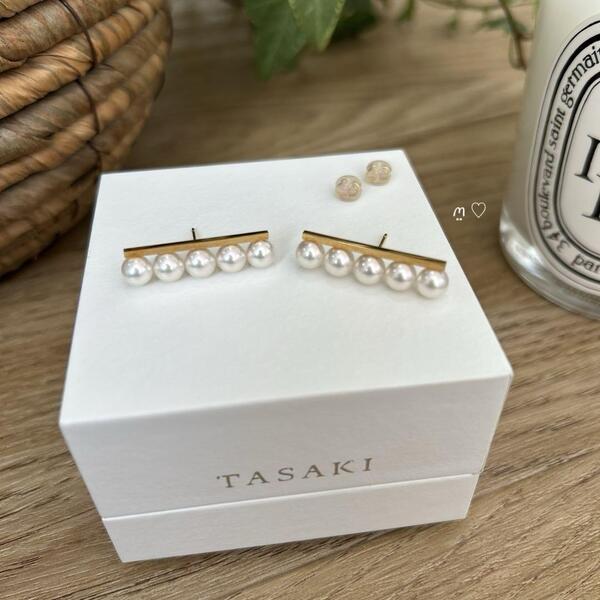 送料無料 タサキ バランスプラスイヤリング ピアス あこや真珠 k18ゴールド TASAKI balance plus earrings