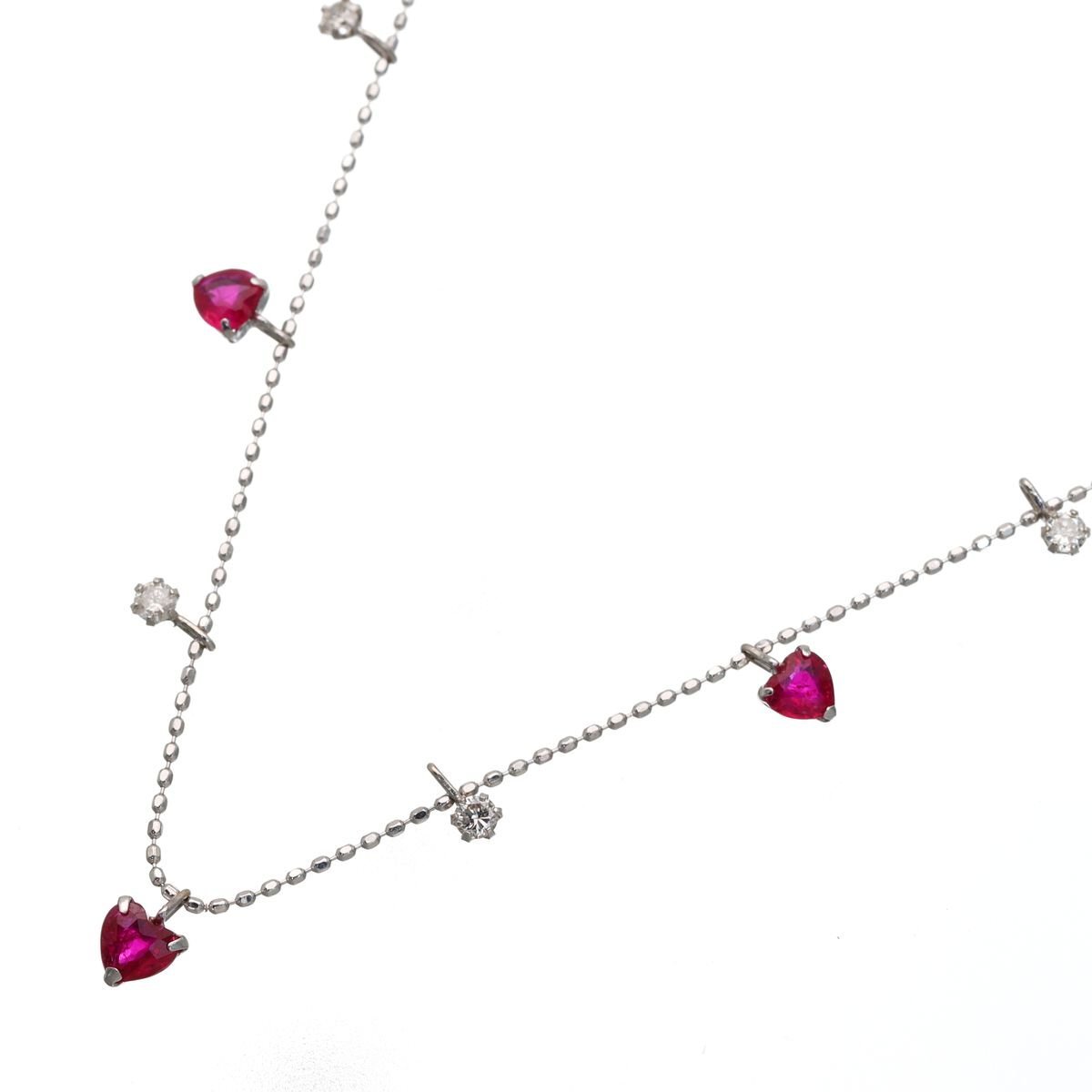 ネックレス ルビー0.1ct/ダイヤモンド0.06ct 取り巻き K18YG製