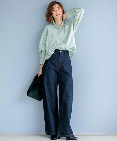 【極美品】23区DENIM ストレッチ ワイドパンツ 洗える サイズ36 濃紺