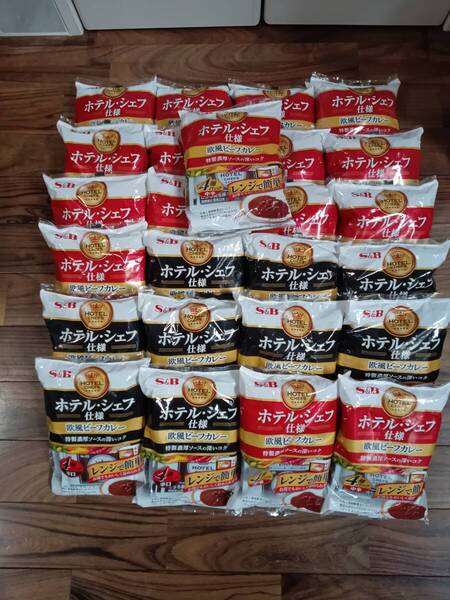 S&B エスビー食品 ホテル・シェフ仕様 欧風ビーフカレー辛口!4個入り 25個です