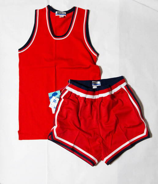 体操服★キャピタルエース バスケットボールユニフォーム シャツ・バスケパンツセット S レッド 未使用品即決! ジャージ短パン