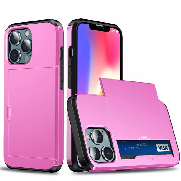 iPhone 16e(SE4)用 ケース ピンク 背面カバー カード収納 桃色 カードホルダー