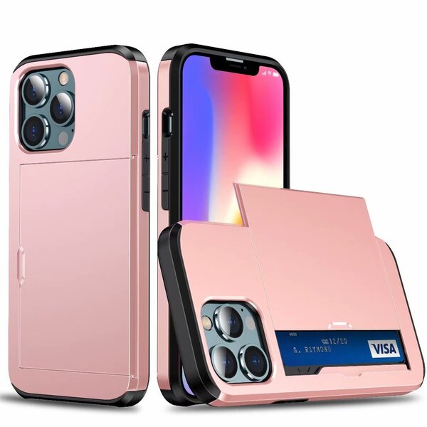 iPhone 11用 ケース ローズゴールド 背面カバー カード収納 ピンクゴールド カードホルダー