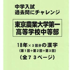 【特典付き】東京農業大学第一高等学校中等部(東京)の18年分の過去問『漢字』