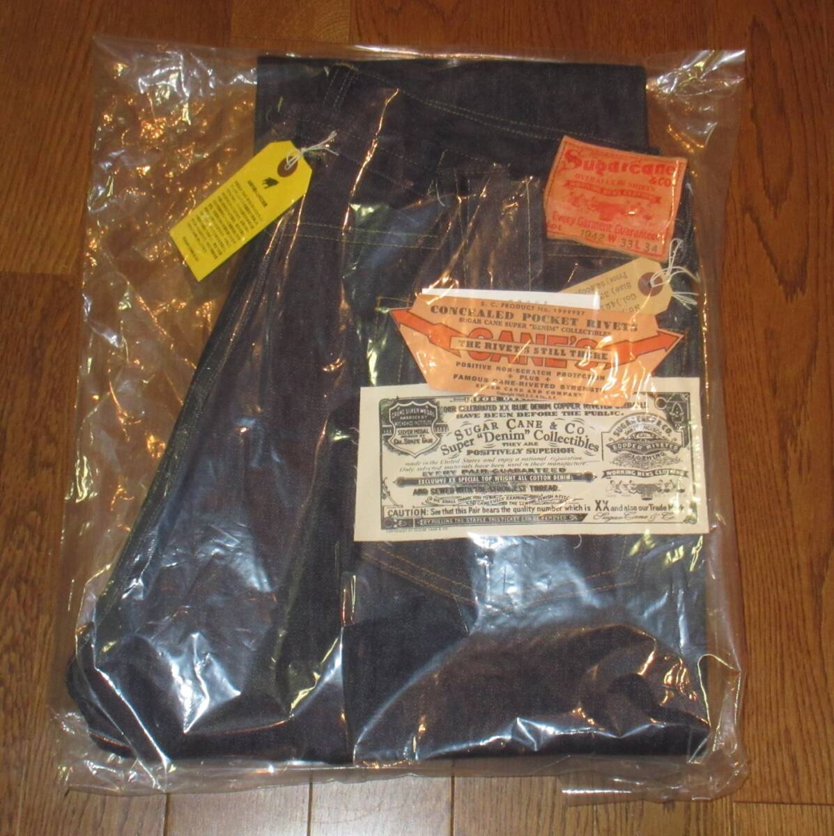 SUGAR CANE Super *Denim~ Collectibles #05 14.25oz. BLUE DENIM WAIST OVERALLS *1942~ MODEL ONE WASH W33 ( Sugar Cane 