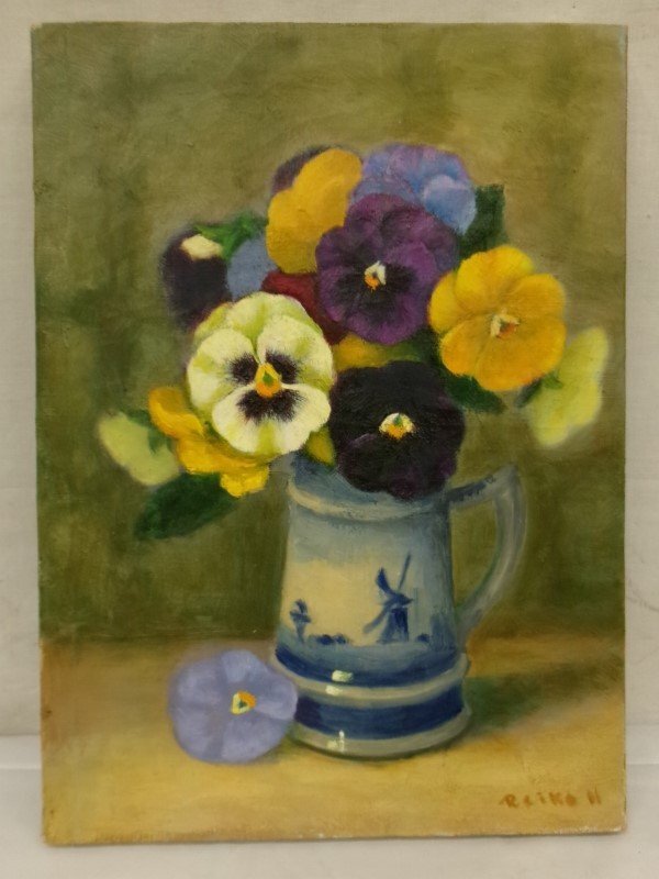 Yahoo!オークション -「pansy(パンジー)」(油彩) (絵画)の落札