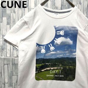 CUNE キューン ウサギ 天気 DAY 1 JULY 2020 半袖 Tシャツ サイズM デカロゴ ビッグロゴ 両面プリント ホワイト メンズ