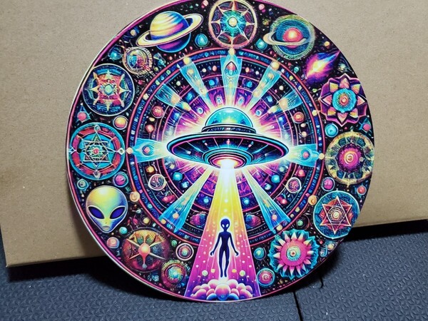 1点のみ│サイケデリックエイリアン│円形レトロブリキ看板│宇宙人メタルサイン│アメリカン海外雑貨│ガレージ、店舗│インポート品