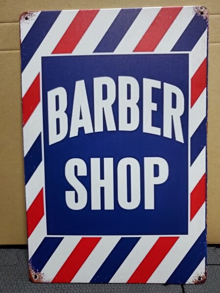 1点のみ│バーバーショップ│床屋│理容室、理髪店│レトロブリキ看板│メタルサイン│アメリカン海外雑貨│ガレージ、店舗│インポート品