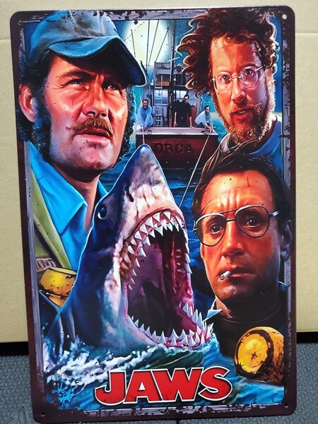 1点のみ│ジョーズ│JAWS│レトロ映画ブリキ看板│メタルサイン│アメリカン海外雑貨│ガレージ、店舗│インポート品