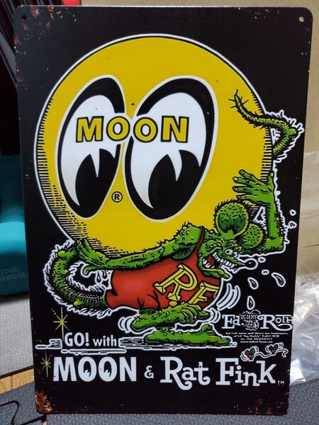 ラットフィンク×MOON│レトロブリキ看板│ヴィンテージメタルサインボード│ストリートグッズ│アメリカン海外雑貨│ガレージ、秘密基地