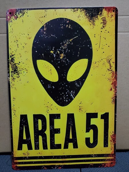 1点のみ│AREA51│エリア51│宇宙人│エイリアンブリキ看板│メタルサイン│アメリカン海外雑貨│ガレージ、店舗│インポート品