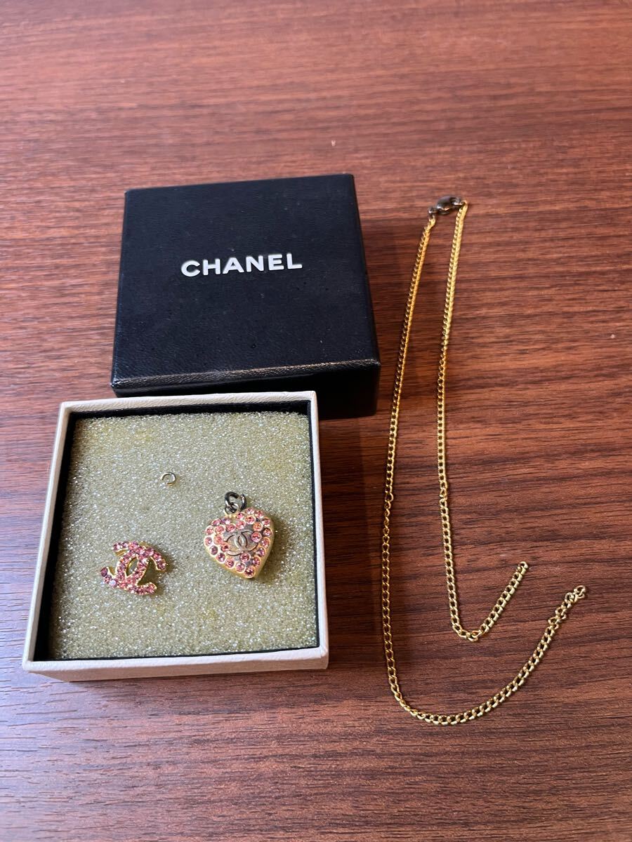 CHANEL シャネル ココマークネックレス ピンクラインストーン