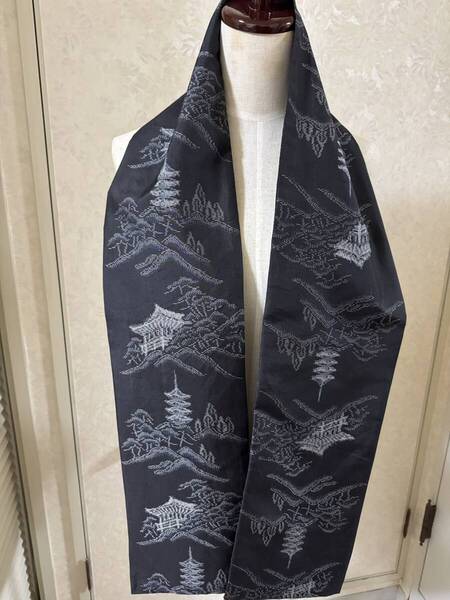 村山大島紬 17×180cm 正絹 マフラー / 襟巻 反物より 本場大島 リメイク シルク 絹 ハンドメイド 着物 着物リメイク 寺院
