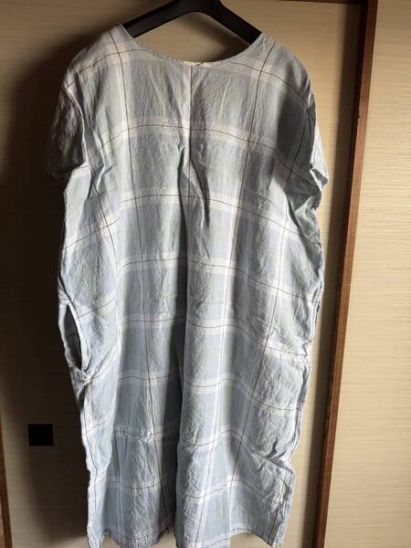 サマンサモスモス 麻100% ロングワンピース チェック柄 リネン100% 後ろ編み上げワンピース/ 衣類 服 サマンサモスモス Samansa mos2 SM2