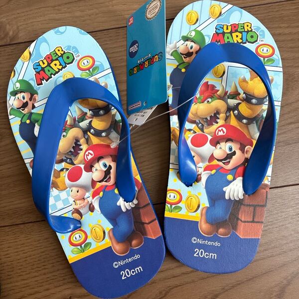 新品 スーパーマリオ ビーチサンダル 20cm 男の子 子供用 マリオ 青 送料無料 即決 匿名配送