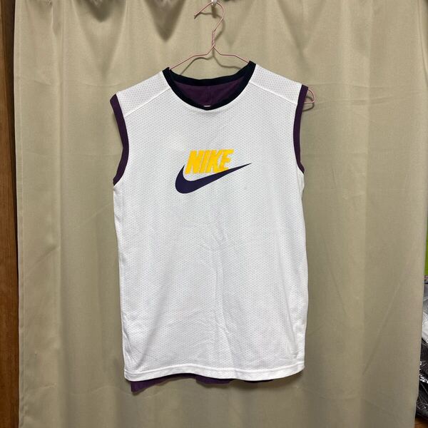 古着 NIKE ナイキ キッズ ロゴ刺繍 プリント リバーシブル ノースリーブ