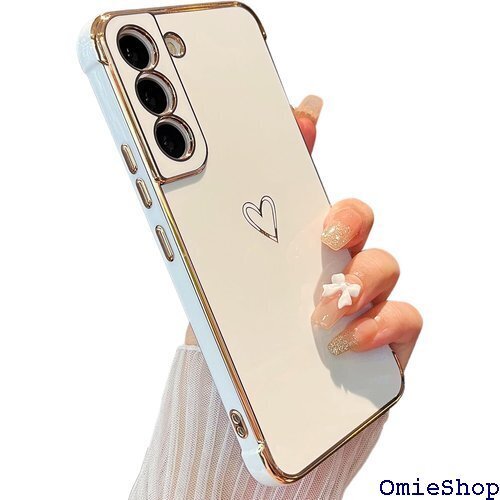 ZTOFERA Samsung Galaxy S21 心パターン スマホケース ワイヤレス充電対応 ホワイト 686