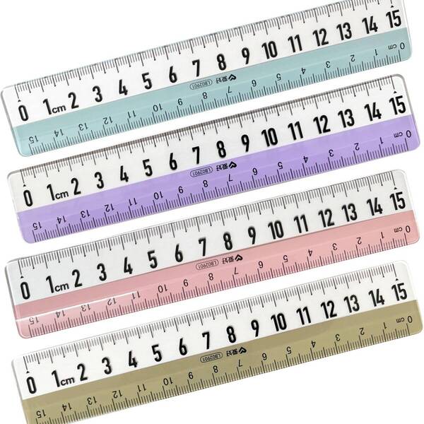【特価セール】小学生 15cm 物差し 15センチ定規 定規 ものさし 4本セット Oiwells (4)