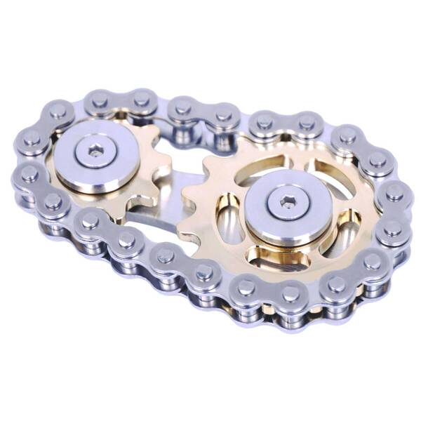 【人気商品】ゴールド - Spinner、リンケージバイクチェーンスピナーデザイン2ギアフィギティスピンフィンガーゲーム、滑らかな