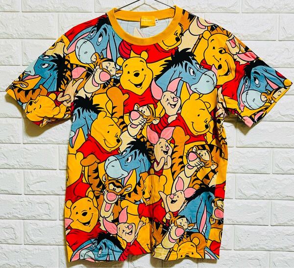 ディズニー プーさんと仲間達 総柄 Tシャツ 半袖 男女兼用 DISNEY M