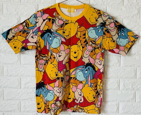 ディズニー プーさんと仲間達 総柄 Tシャツ Sサイズ DISNEY 半袖
