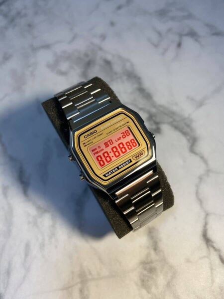 ★新品★カスタム!【送料無料】CASIO A158WE GOLDパネル チェリーピンク液晶 チープカシオ カスタム タイメックス ALBA 好きにもオススメ
