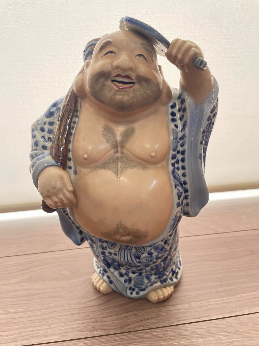 布袋様 神様 置物 七福神 縁起物 開運 仏教美術 染付金彩 昭和