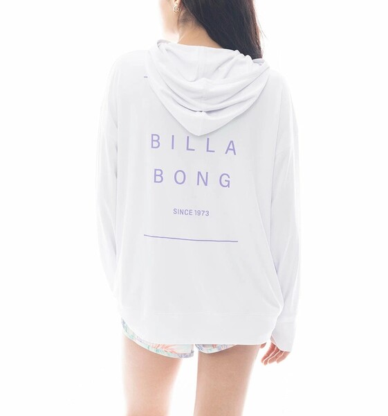★送料無料★2025春夏 新品【BILLABONG/ビラボン】【水陸両用】 ZIP UP HOODED LOGO LOOSE RASHGUARD WHT レディースL BF013852