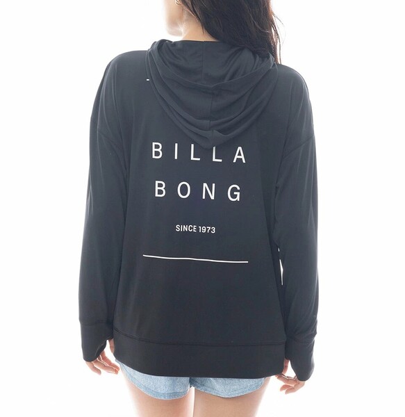 ★送料無料★2025春夏 新品【BILLABONG/ビラボン】【水陸両用】 ZIP UP HOODED LOGO LOOSE RASHGUARD BLK レディースM BF013852