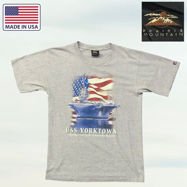 軍モノ USA製 80S - 90S Tシャツ プリント ミリタリー グレー 杢 ビンテージ US NAVY ヴィンテージ 霜降り アメリカ製 実物 米軍