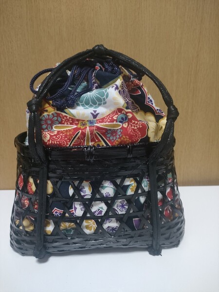 未使用 保管品 カゴバッグ 籠 籐 浴衣 着物 和装 和装小物 巾着