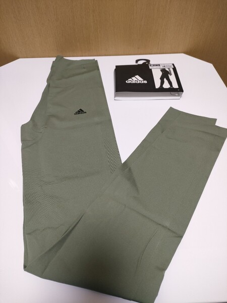 レギンス タイツ レディース アディダス カーキ 伸縮 シームレス カットオフ adidas M
