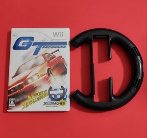 【任天堂/Wii】ジーティープロシリーズ+専用ハンドル ステアリングアタッチメント付(レトロゲーム/レース)★状態良好、動作確認済(25.4