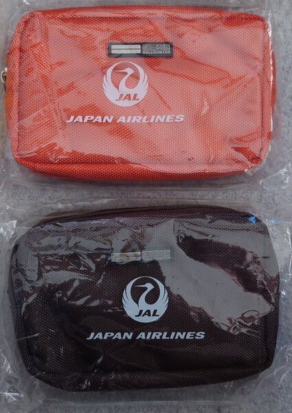 JAL×ZEROHALLIBURTONコラボ アメニティポーチ カーキー・オレンジ2点セット ビジネスクラス