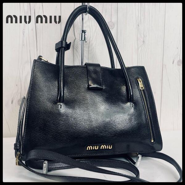 ◆ 美品 ◆ miumiu ミュウミュウ ハンドバッグ マドラス バッグ レザー 黒 鞄 カバン ブラック ショルダーバッグ