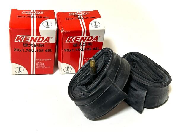 【送料無料特価】KENDA 20×1.75-2.125 米式バルブ長48mm 新品2個セット《20インチチューブ/シュレッダー/並行輸入品》