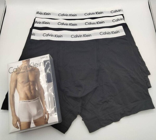 【Lサイズ】Calvin Klein(カルバンクライン) コットンストレッチ ボクサーパンツ ブラック 3枚セット U2662