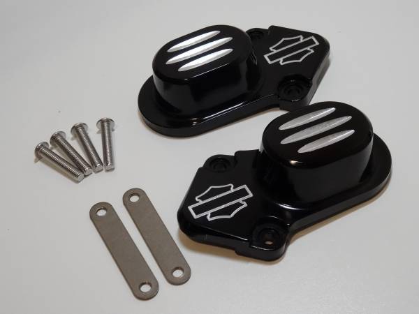 <良質> アルミ削り出し ブラックアルマイト仕上げ スポーツスター XL883N 1200X リア用アクスル カバー カスタムパーツ 黒 アイアン 4