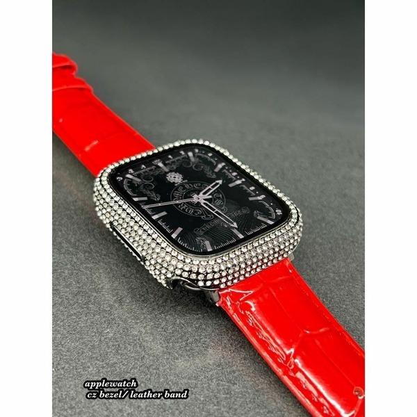 アップルウォッチ czケース レッド 本革 レザー ベルト 49mm 46mm 45mm 44mm 41mm 40mm 42mmapplewatch