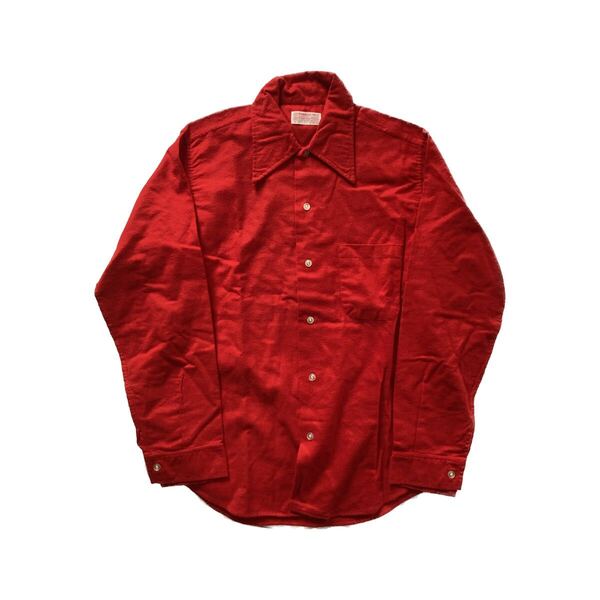 【最高の雰囲気】60s コットンシャモア長袖シャツ M 赤 ビンテージ USA permanent press ヴィンテージ 古着 アメリカ アウトドア ワーク