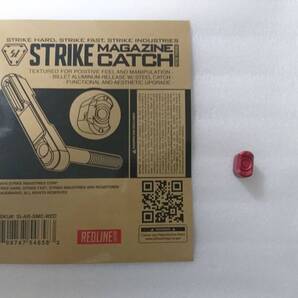 実物 ストライクインダストリー(Strike Industries)製 AR-15 M4用 MWS用加工済み マガジンキャッチボタン 赤