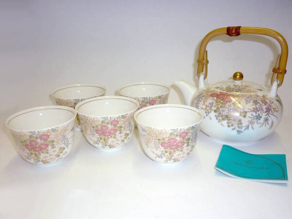 ☆SALE☆ 未使用 桂由美 創作華窯 由美ヶ花 土瓶茶器揃 急須&湯呑みセット レアもの 特価