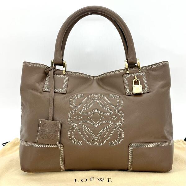 LOEWE ロエベ アナグラム ハンドバッグ カーフ ブラウン g00766