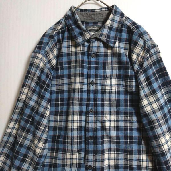 2059 EDDIEBAUER 長袖ネルシャツ Mサイズ US古着 ブルー
