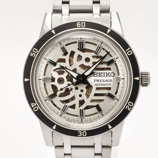 新品同様 SEIKO PRESAGE セイコー プレザージュ Style60's メカニカル メタルバンド SARY255 SARY255 4R72-00C0 スケルトン アイボリー