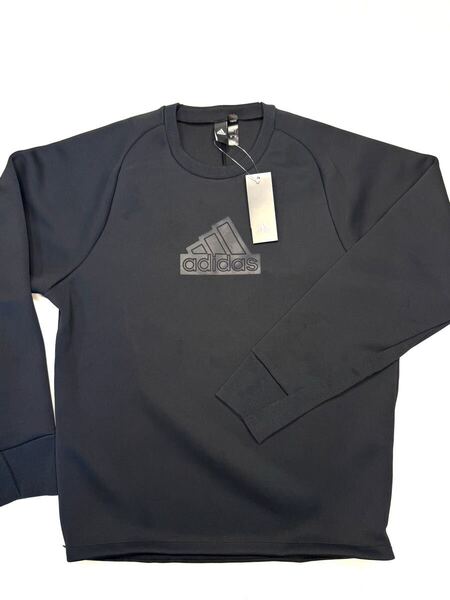 (送料無料)新品未使用品 adidas アディダス 高品質 保温 クルーネック メンズ スウェット トレーナー☆ブラック ☆サイズM 胸囲89〜92㎝